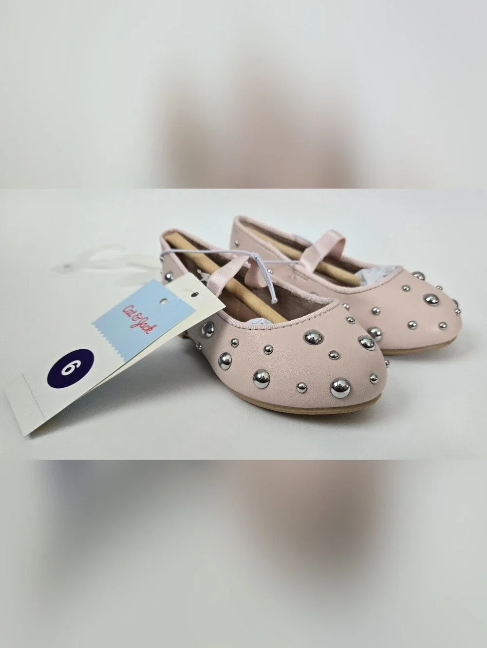 NEW Cat & Jack Pink Heather Stud Ballet Flats Toddler Girls Size 6
